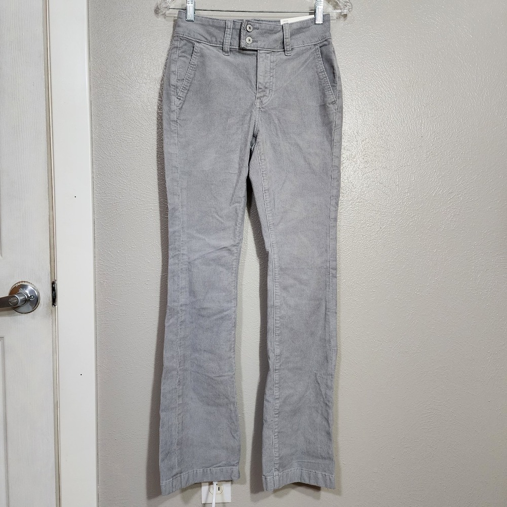 American Eagle Pants Women's 0 Gray Corduroy‎ High Rise Kick Boot Trouser Boho